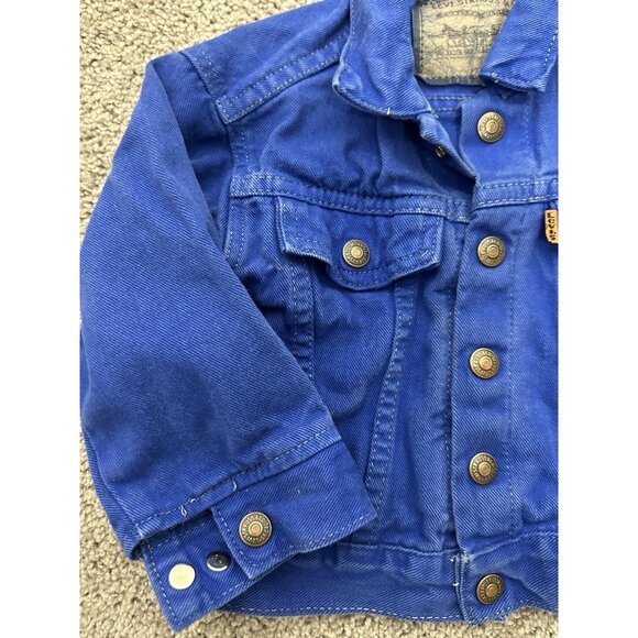 VTG‎ Little Levi’s 72027 Toddler 2T Denim Trucker Jacket USA Made Orange Tab - Picture 2 of 13